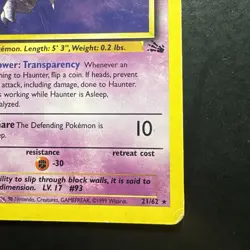 Vintage Pokemon 1st Edition Fossil Haunter Non-holo Rare Card 21/62 Tcg - Image 4