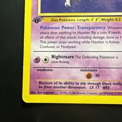 Vintage Pokemon 1st Edition Fossil Haunter Non-holo Rare Card 21/62 Tcg - Image 5