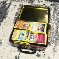 Pokemon TCG Mixed Card Lot Solgaleo & Lunala 2017 in Metal Tin - Image 1