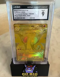 Mega Charizard X ex 130/094 Gold Hyper Rare Pokemon Phantasmal Flames CGC 9 - Image 1