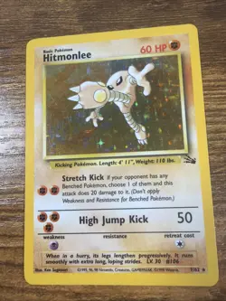 Pokemon TCG Hitmonlee 7/62 Fossil Holo Rare Unlimited - Image 1