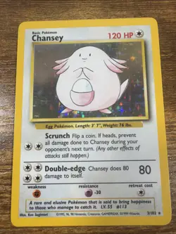Pokemon TCG Chansey Base Set Holo Unlimited 3/102 WOTC Condition LP - Image 1