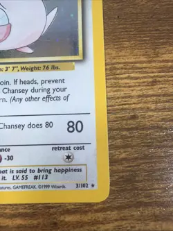 Pokemon TCG Chansey Base Set Holo Unlimited 3/102 WOTC Condition LP - Image 5