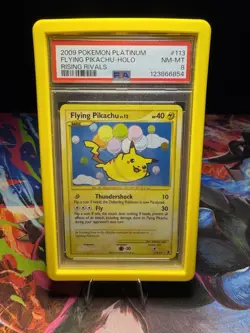 2009 Pokemon Rising Rivals #113 Flying Pikachu Holo PSA 8 - Image 1