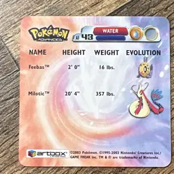Pokemon Advanced Artbox 3D Milotic Water Type #AF43 Lenticular Card Feebas - Image 5