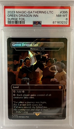 MTG Green Dragon Inn Surge Foil LTC #395 Graded PSA 8 (NM) Lord Of The Rings - Image 1