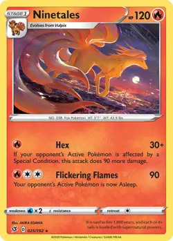 Ninetales 025/192 Rare Rebel Clash Pokemon TCG - Image 1
