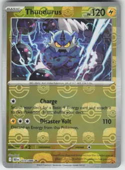 Pokemon Thundurus (Poke Ball Pattern) 033/086 SV: Black Bolt Rare NM - Image 1
