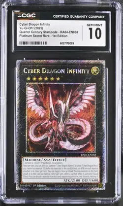 Cyber Dragon Infinity *CGC 10* RA04-EN068 *POP 1* Platinum Secret Rare * Yugioh - Image 1