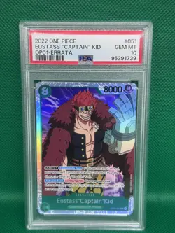 🔥💥🔥2022 ONE PIECE ENG ROMANCE DAWN EUSTASS CAPTAIN KID OP01-051 SR PSA 10🔥 - Image 1