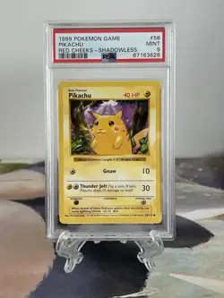 Pokemon Card Pikachu - Shadowless Red Cheeks - Base Set No. 58/102 - PSA 9 MINT - Image 1