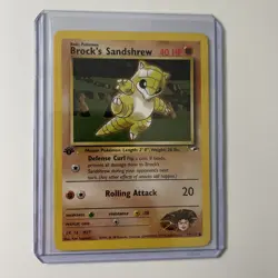 Brock’s Sandshrew 71/132 1st Edition Gym Heroes Pokemon Card NM-Mint - Image 1