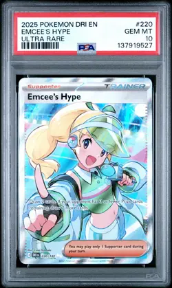 2025 POKEMON DRI EN-DESTINED RIVALS ULTRA RARE #220 EMCEE'S HYPE PSA 10 - Image 1