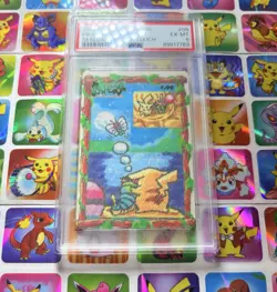 1998 Pocket Monsters Pikachu & Caterpie Sealdass Stitch Touch #09 PSA 6 - Image 3