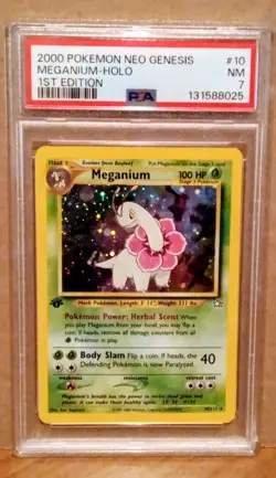 2000 Pokemon Neo Genesis 1st Edition Meganium Holo #10/111 PSA 7 - Image 1