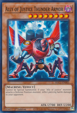 Ally of Justice Thunder Armor | HAC1-EN083 | YU-GI-OH! Yugioh | 1st Ed | MINT - Image 1