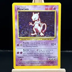 Pokemon Mewtwo TCG Holo Rare Card Base Set 10/102, WOTC 1999 LP - Image 1