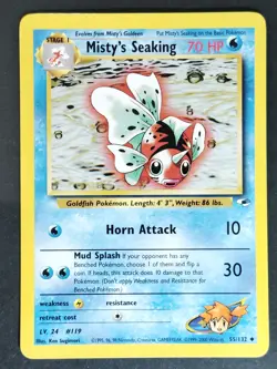 Misty's Seaking 055/132 Vintage Gym Heroes WOTC Pokemon 1999-2000 (MP) - Image 1