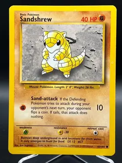 Sandshrew - 62/102 Base Set - Pokemon LP-EXC BUY 2 CARDS GET 1 FREE!! - Image 1