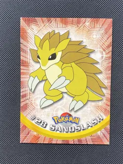#28 SANDSLASH Blue Logo Pokemon Topps TV Animation Edition Trading Card 1999 - Image 1