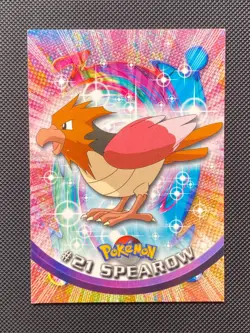 #21 SPEAROW Black Logo Pokemon Topps TV Animation Edition Trading Card 1999 - Image 1