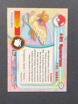 #21 SPEAROW Black Logo Pokemon Topps TV Animation Edition Trading Card 1999 - Image 2