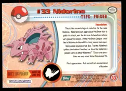 Pokemon Card Nidorino #33 TOPPS Series 1 3rd Print Green Label NEAR MINT!!!!!!!! - Image 2