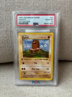 1999 Pokemon Base Set Shadowless 1st Edition Diglett #47 PSA 10 English GEM MINT - Image 1