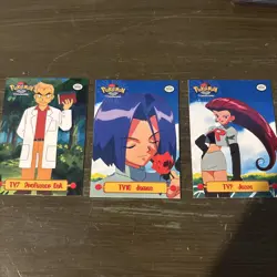 Lot of 3 Vintage 1998 Topps Pokemon Team Rocket Jesse James Professor Oak - Image 1