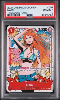 ONE PIECE OP06-WINGS OF THE CAPTAIN TREASURE RARE 007 NAMI PSA 10 - Image 1
