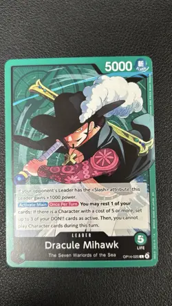 One Piece Dracule Mihawk Leader OP14 The Azure Sea's Seven Warlords - Image 1