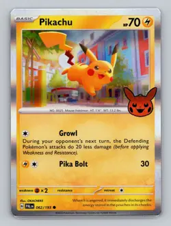 Pikachu 062/193 (Trick or Trade Stamped) NM PAL EN Pokemon Card Scarlet & Violet - Image 1