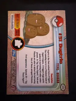Dugtrio #51 - Blue Logo - Non-Holo - SERIES 1 - TOPPS POKEMON CARD - HP - Image 2