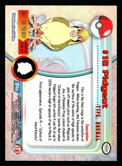 Pokemon Topps TV Animation Edition #18 Pidgeot Blue Logo Card - Image 2