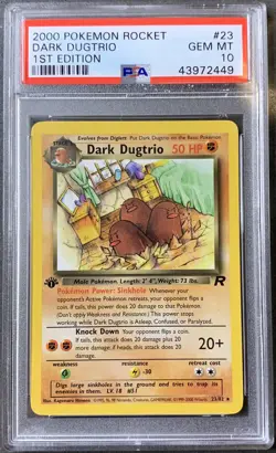 Pokemon Card 1st Ed. Dark Dugtrio Rare PSA 10 Gem Mint, Team Rocket #23 2000 (1) - Image 1