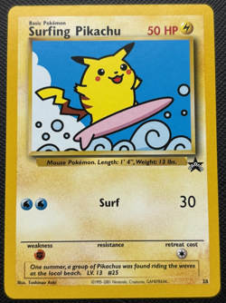 Surfing Pikachu Black Star Promo 28 Pokemon League LP 2001 - Image 1