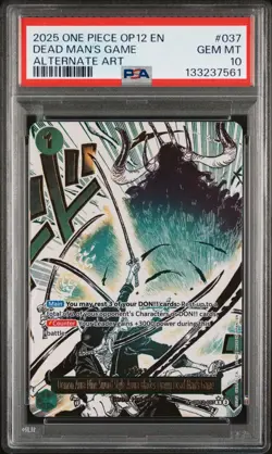 2025 ONE PIECE OP12-037 LEGACY OF THE MASTER DEAD MAN'S GAME ALT ART PSA 10 - Image 1