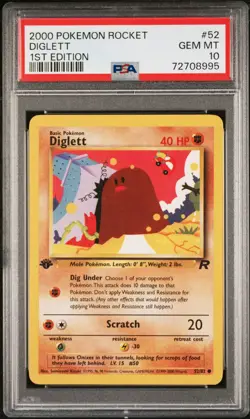 2000 POKEMON ROCKET 1ST ED #52 DIGLETT PSA 10 - Image 1
