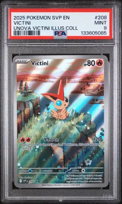 2025 Pokemon Svp En-Sv Black Star Promo #208 Victini Illus Coll PSA 9 - Image 1