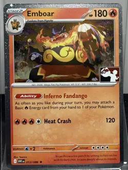 Emboar 013/086 WHT Prize Pack Play! Pokemon Holo Stamped Near Mint NM - Image 1