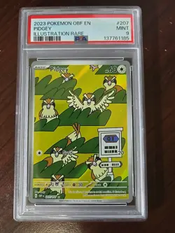 🔥 2023 Pokemon Obsidian Flames Pidgey Illustration Rare #207 PSA 9 207/197 - Image 1
