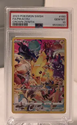 Pokemon Pikachu Secret Rare Full Art Holo Crown Zenith #160 PSA 10 2023 - Image 1