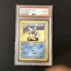 GRAY STAMP Wartortle 42/102 1st Edition Pokemon Base Set PSA 8 NM/Mint - Image 1
