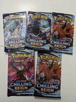 Pokemon TCG Sword & Shield Chilling Reign Booster Pack Lot Of 5 New Sealed - Image 1