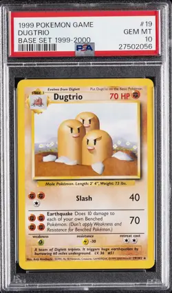 1999 POKEMON BASE SET 1999-2000 "4TH PRINT" #19 DUGTRIO PSA 10 - Image 1