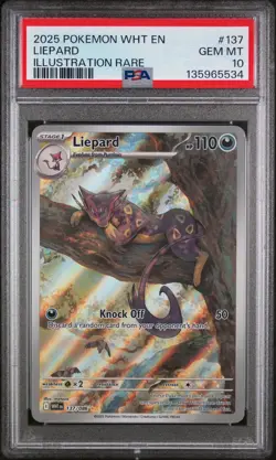 2025 Pokemon Liepard 137/086 PSA 10 White Flare Illustration Rare English - Image 1
