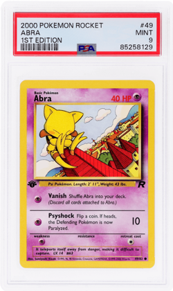 2000 Pokemon Team Rocket Abra 1st Edition #49 PSA 9 - Image 1