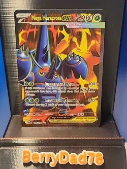 Mega Heracross EX 108/094 Me02: Phantasmal Flames Holo Pokemon TCG NM - Image 1