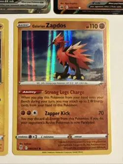 Pokemon ZAPDOS 5 Card Lot ~ EX V Galarian Holo Bird - Image 5