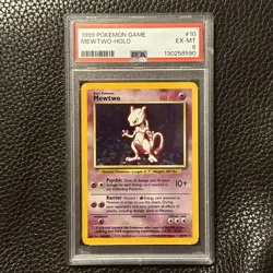 1999 Pokemon Base Set (MEWTWO HOLO) GRADED PSA 6 CARD # 10/102 - Image 1